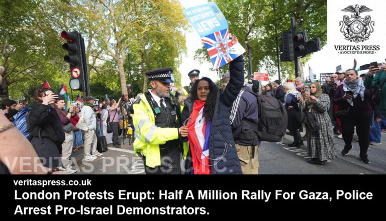 London Protests Erupt: Half A Million Rally For Gaza, Police Arrest Pro-Israel Demonstrators.