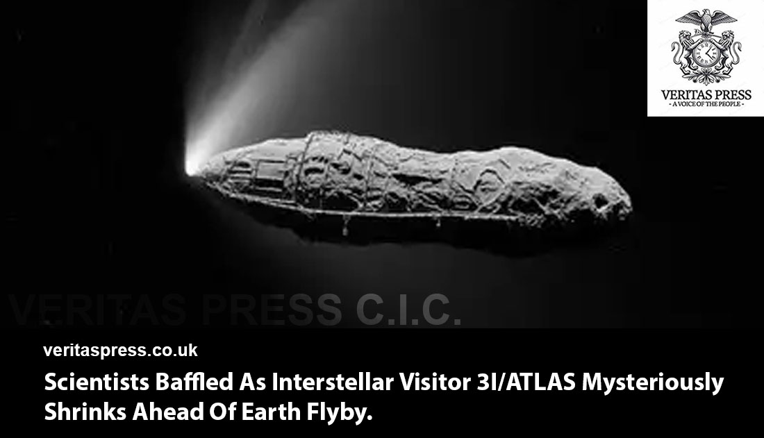 Scientists Baffled As Interstellar Visitor 3I/ATLAS Mysteriously Shrinks Ahead Of Earth Flyby.