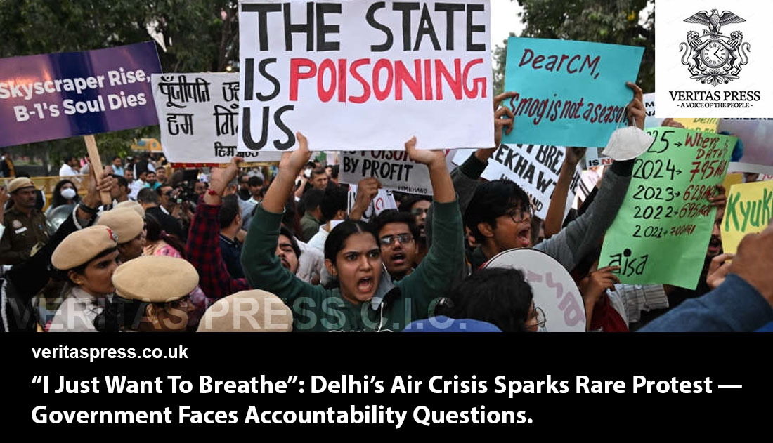 “I Just Want To Breathe”: Delhi’s Air Crisis Sparks Rare Protest — Government Faces Accountability Questions.