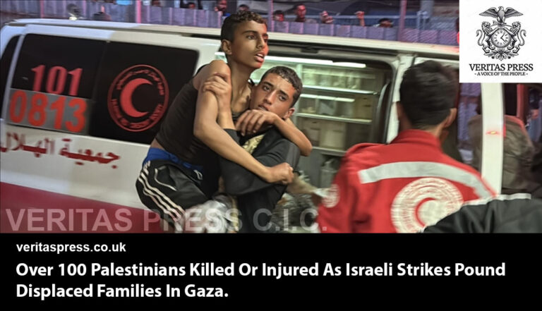 Over 100 Palestinians Killed Or Injured As Israeli Strikes Pound Displaced Families In Gaza.