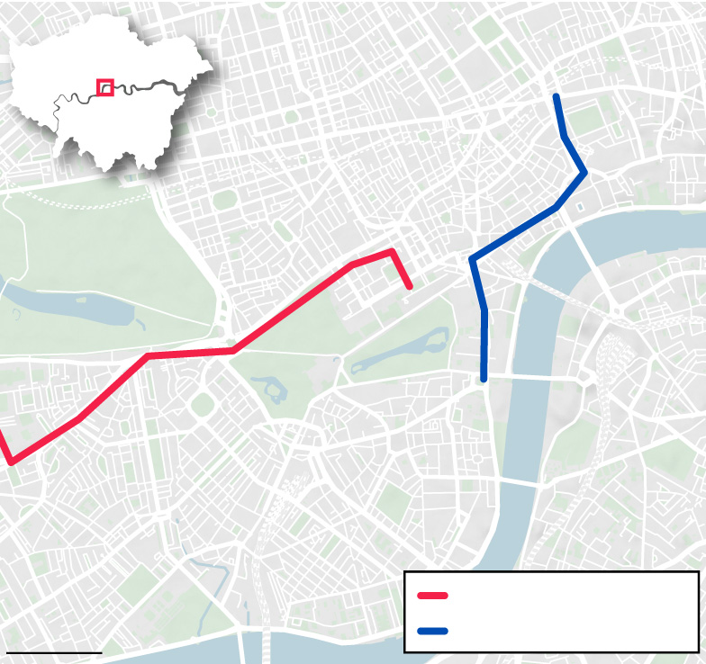 London protest routes - Saturday 16 May 2026